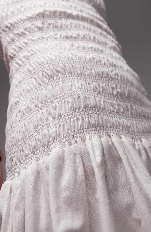 Topshop Linen Cami Ruched Midi Dress