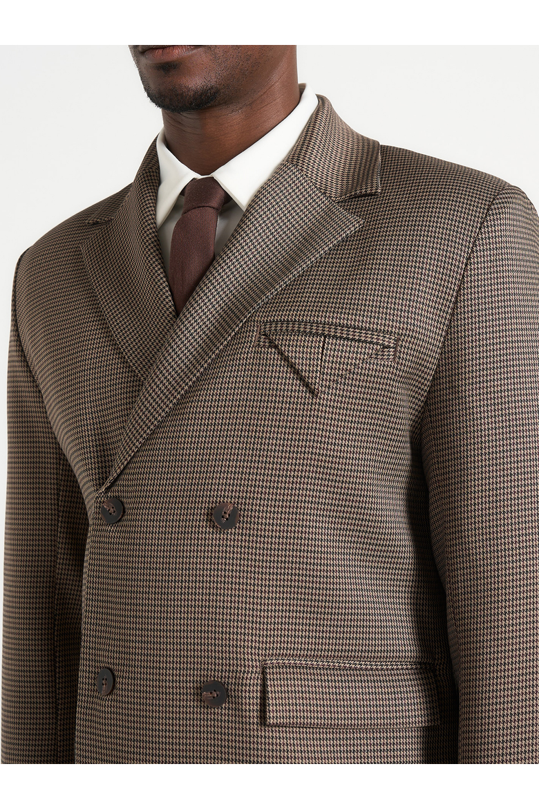 Didier Houndstooth Double Breasted Blazer, Alternate, color, Brown