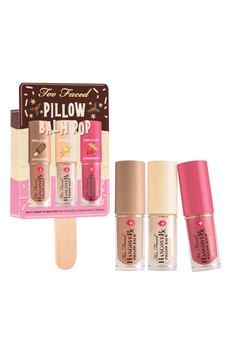 Too Faced Pillow Balm Pop Rich & Creamy Lip Balm Trio, Main, color, 