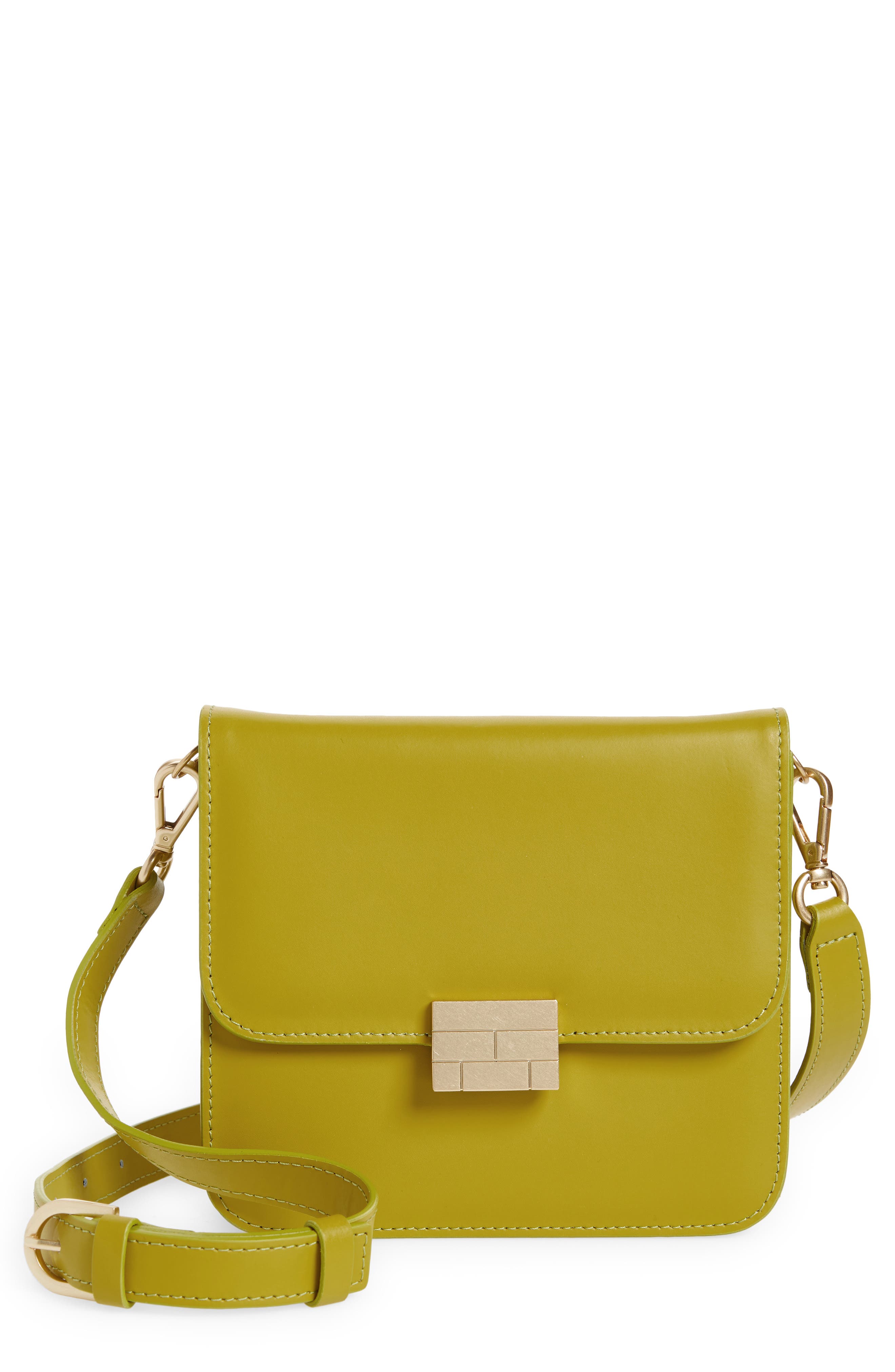 Le Signature Mini Leather Crossbody Bag, Main, color, CHARTREUSE