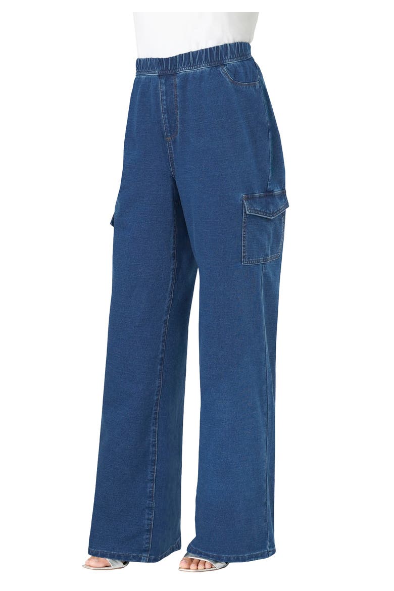 Wide Leg Cargo Knit Jean, Main, color, MEDIUM WASH
