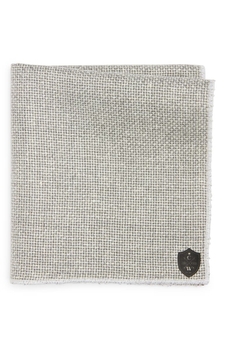 CLIFTON WILSON Basket Weave Linen Pocket Square, Main, color, Grey