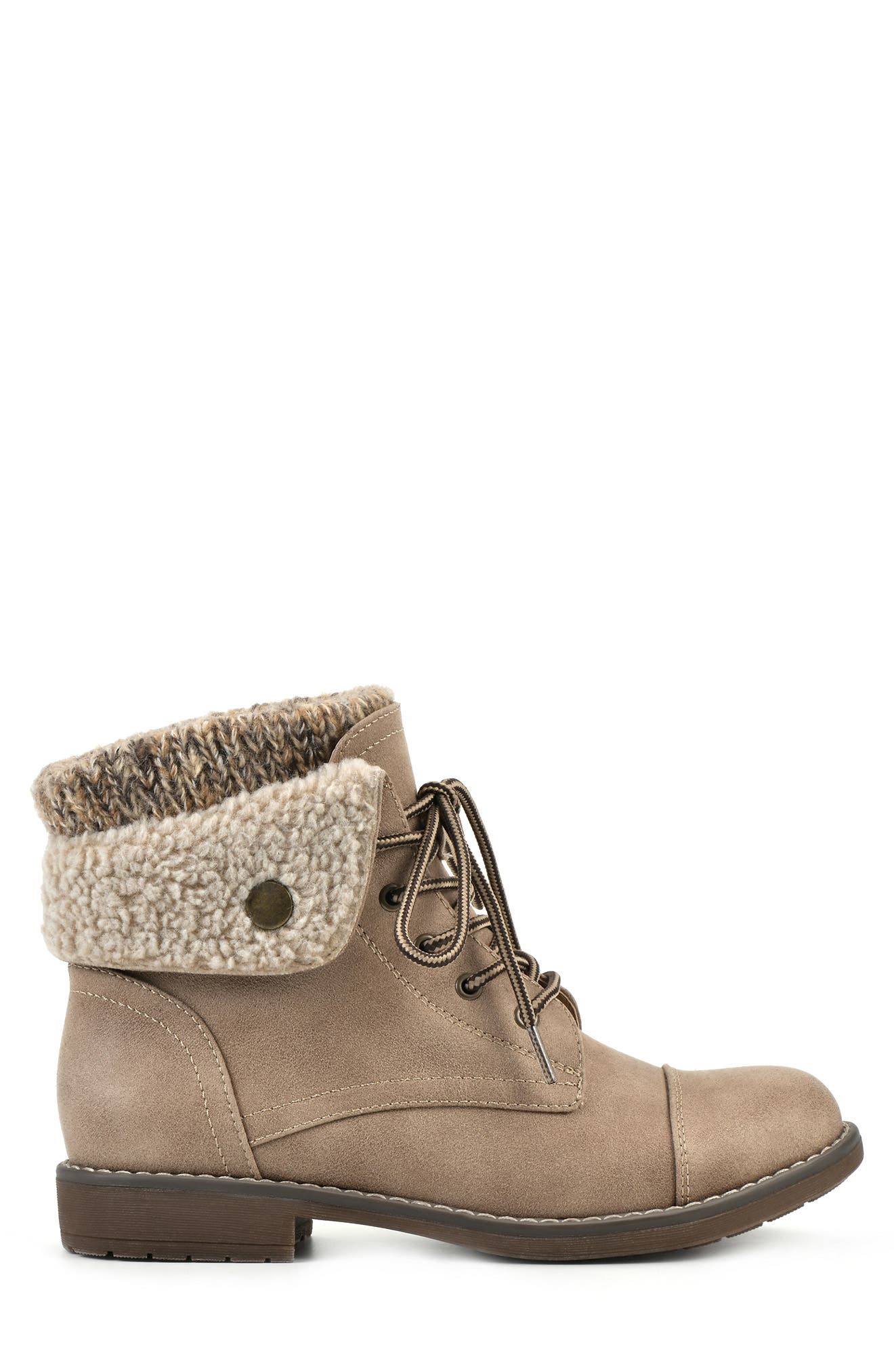 Duena Faux Shearling Lined Lace-Up Boot, Alternate, color, NATURAL FABRIC