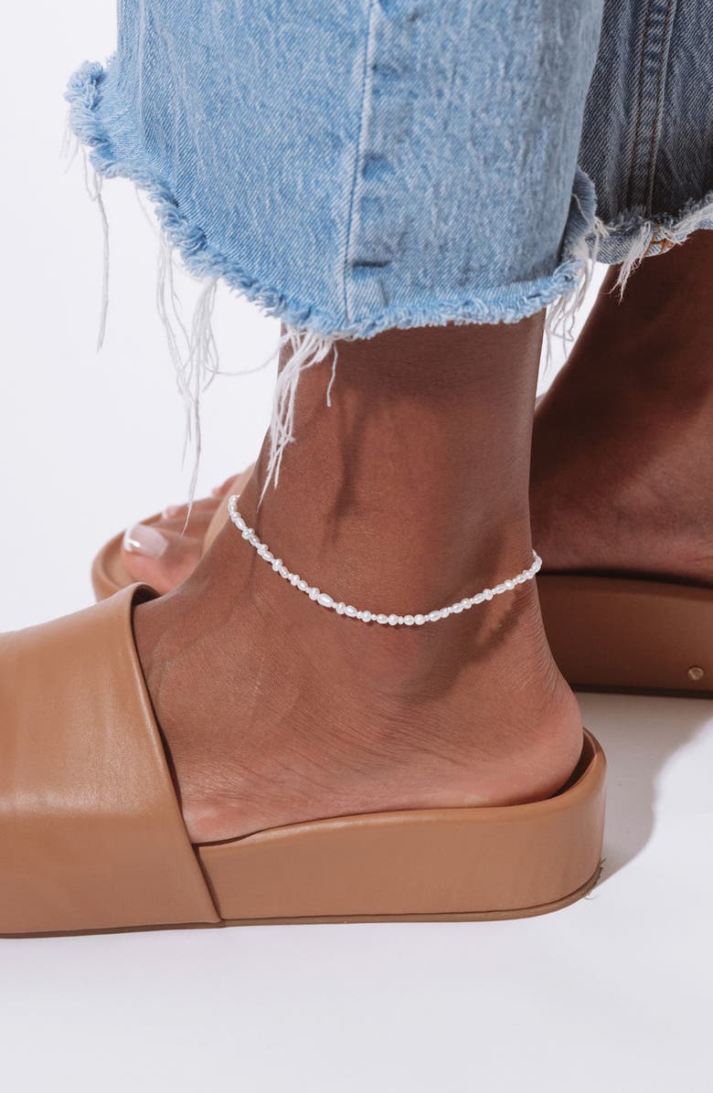 Set & Stones Bowie Freshwater Pearl Anklet, Alternate, color, Ivory