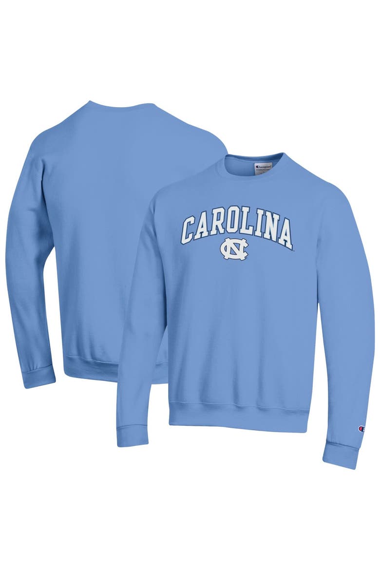 Men's Champion  Carolina Blue North Carolina Tar Heels Arch Over Logo Pullover Sweatshirt, Alternate, color, Light Blue