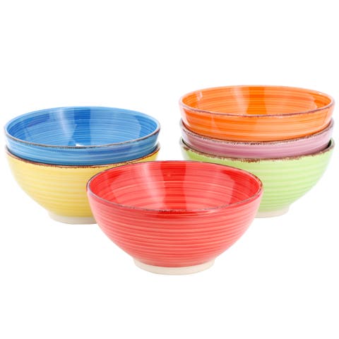 Color Ridge 6.25 Inch 6 Piece Round Stoneware Assorted Bowl Set
