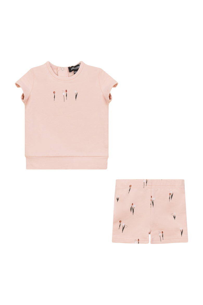 Scooter and Tulip Printed Shorts Set, Main, color, Soft Pink