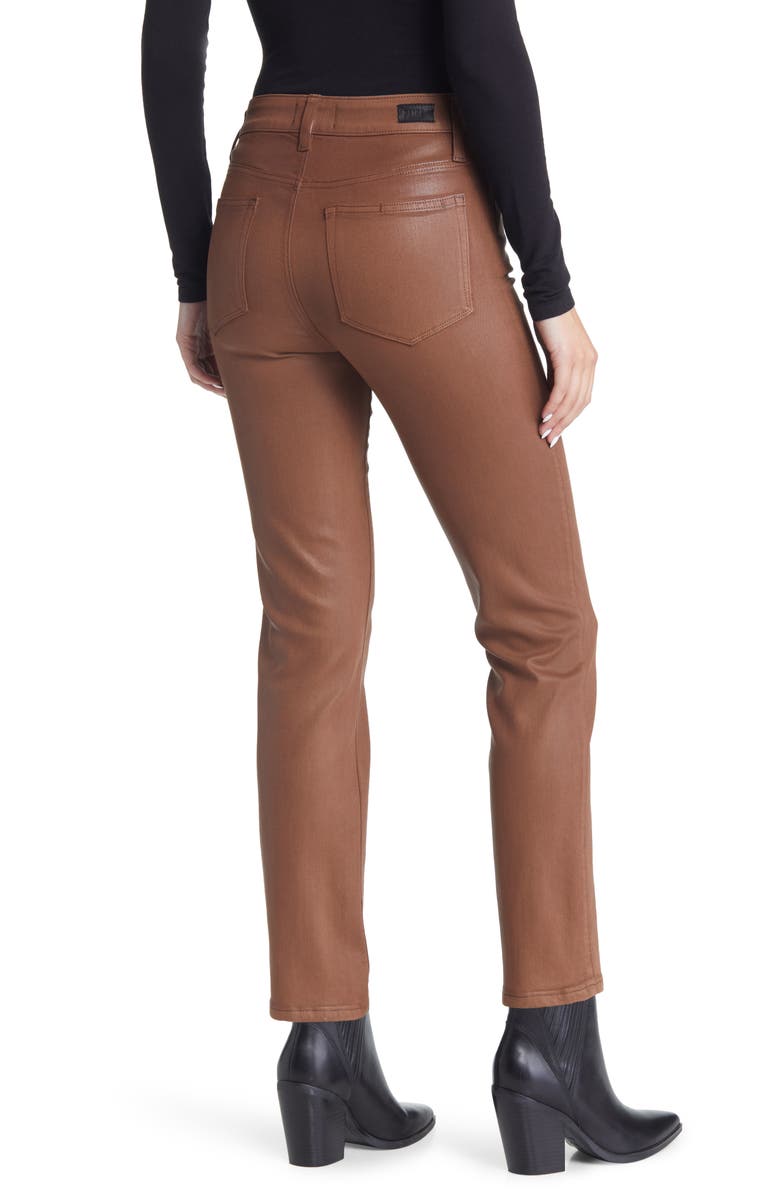 PAIGE Cindy Coated High Waist Ankle Straight Leg Jeans, Alternate, color, Cognac Luxe Coating