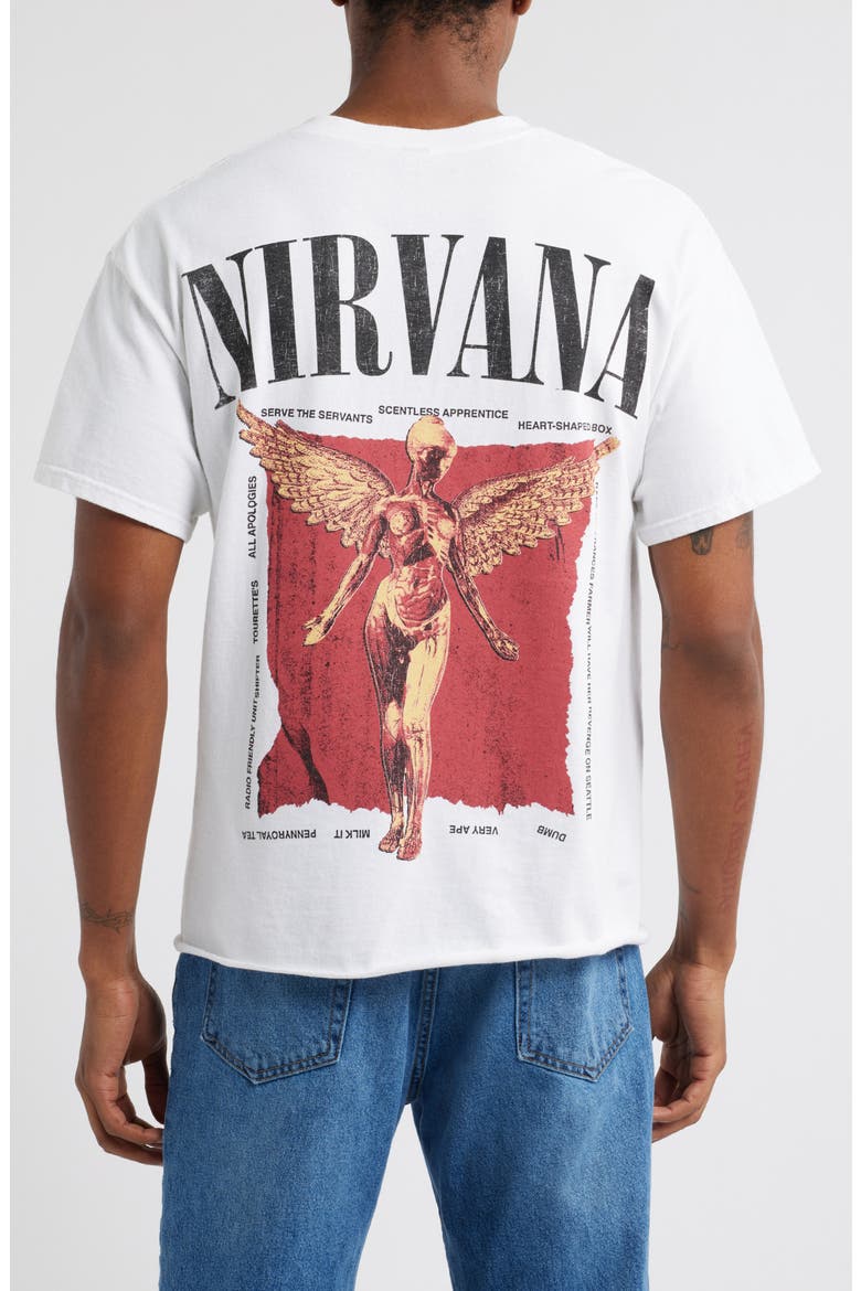 Nirvana In Utero Oversize Crop Cotton Graphic T-Shirt, Alternate, color, WHITE OVERDYE TEE