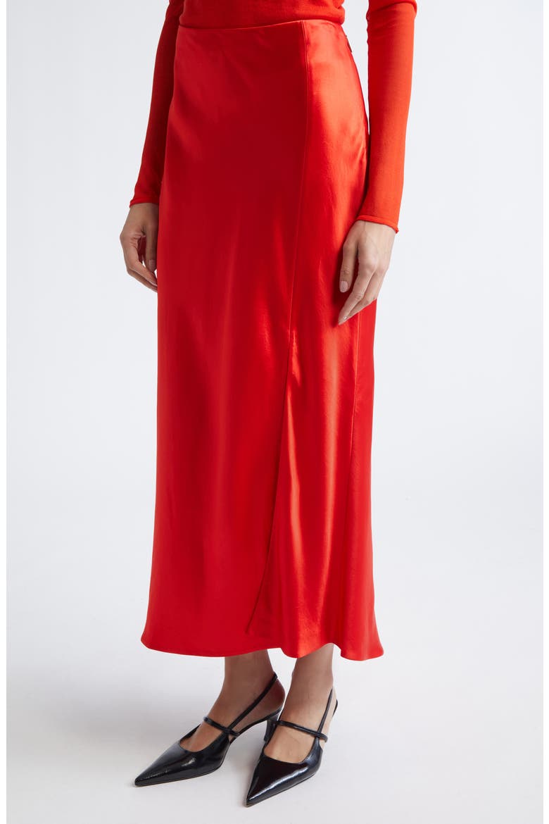 Bias Cut Washed Twill Slip Skirt, Alternate, color, PAPAYA