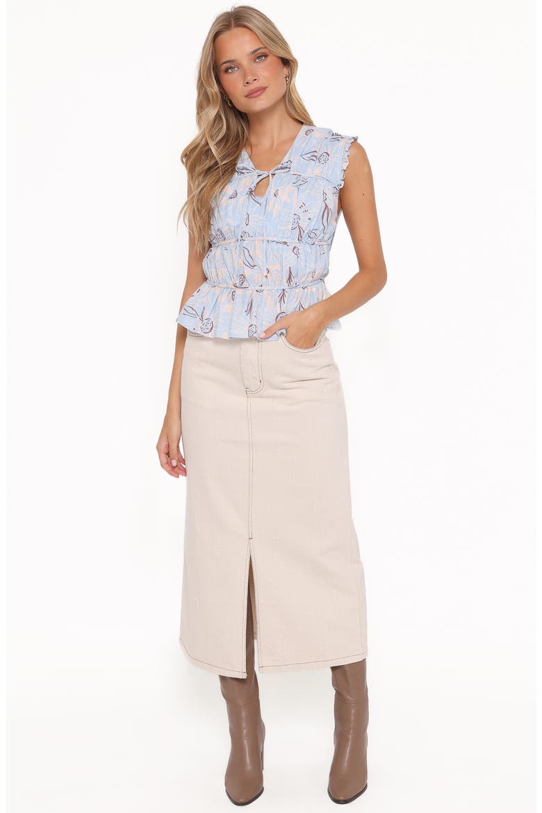 Dana Front Slit Denim Midi Skirt, Alternate, color, BONE