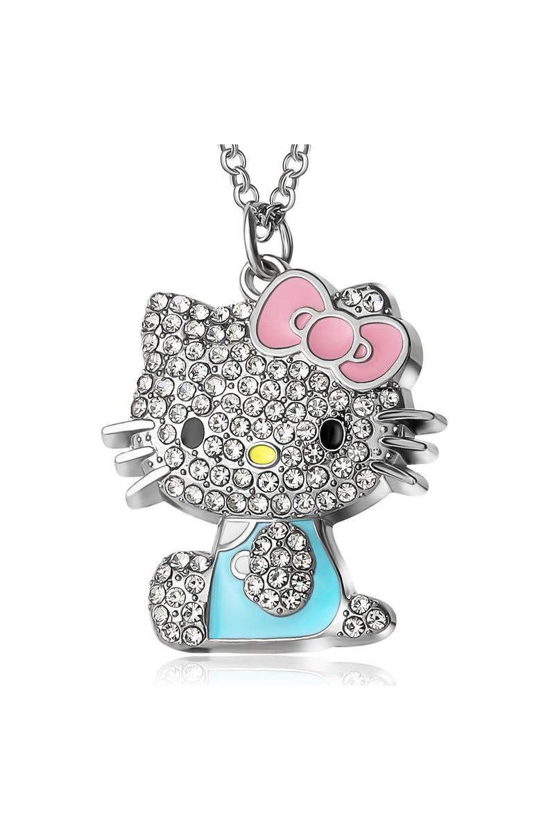 Hello Kitty Pave Crystal Pendant Necklace, 16"+3", Alternate, color, Crystal