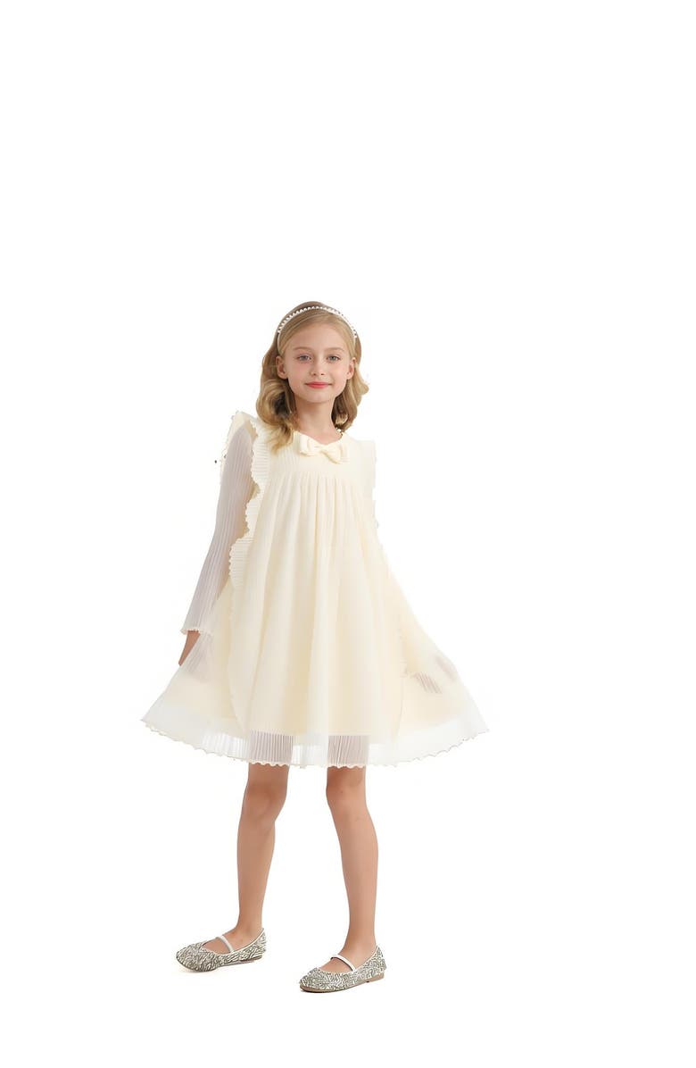 Sweet Cactus Pleated Bow Dress, Alternate, color, Cream