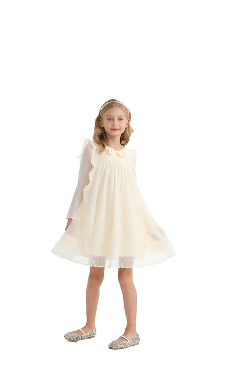 Sweet Cactus Pleated Bow Dress In Yellow