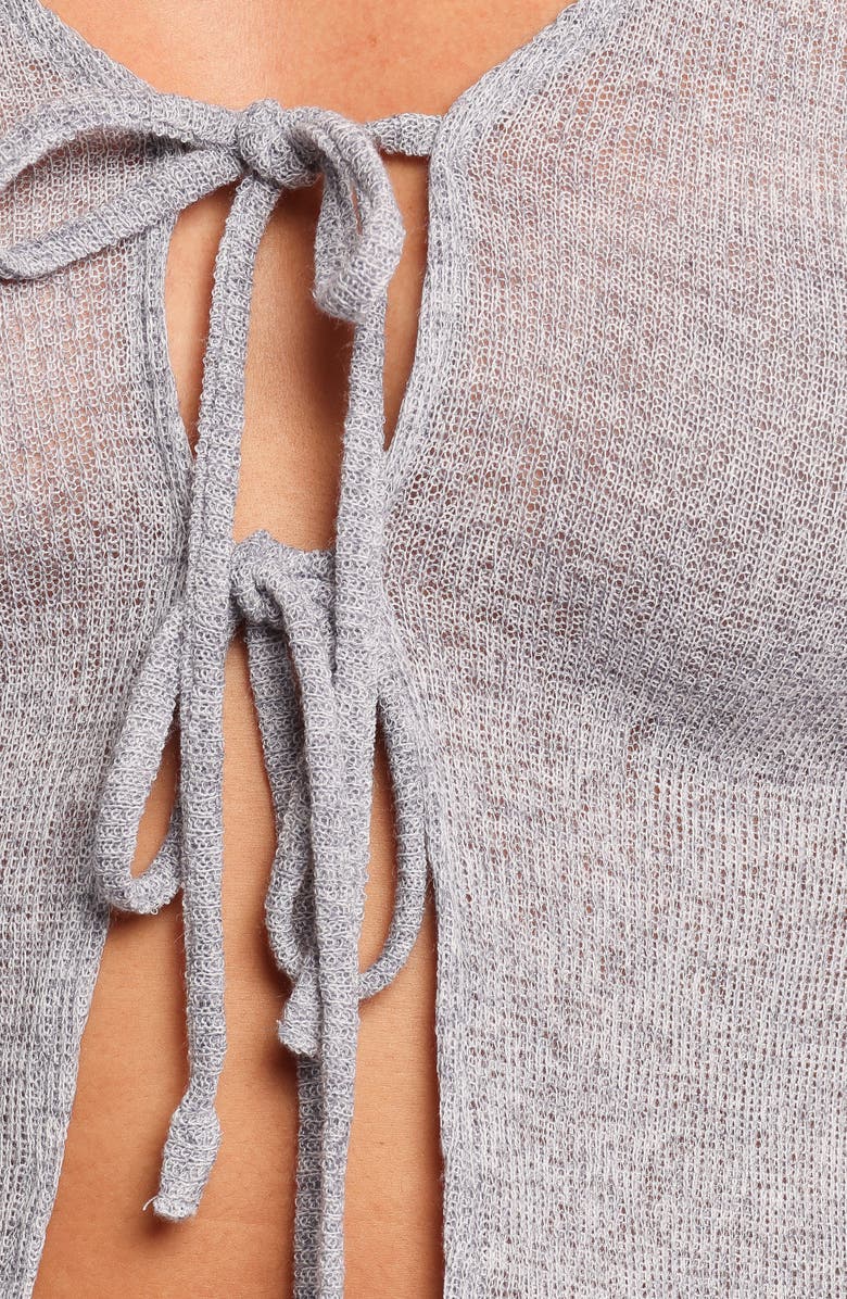 Petal & Pup Tamsie Open Stitch Tie Front Cardigan, Alternate, color, Light Grey