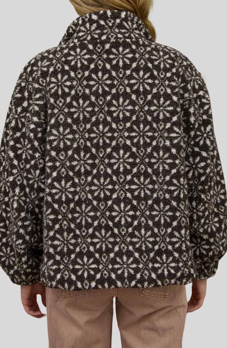 Blu Pepper Geometric Print Fleece Jacket, Alternate, color, Dark Brown