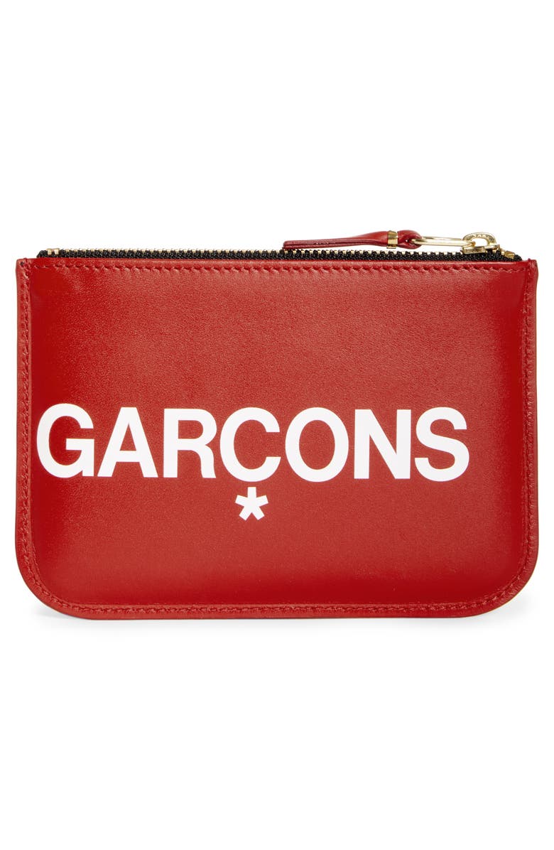 Comme des Garçons Wallets Huge Logo Small Zip Pouch, Alternate, color, Red