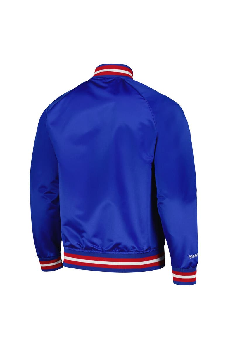 Mitchell & Ness Men's Mitchell & Ness Blue Detroit Pistons Hardwood Classics Throwback Wordmark Raglan Full-Snap Jacket, Alternate, color, Blue