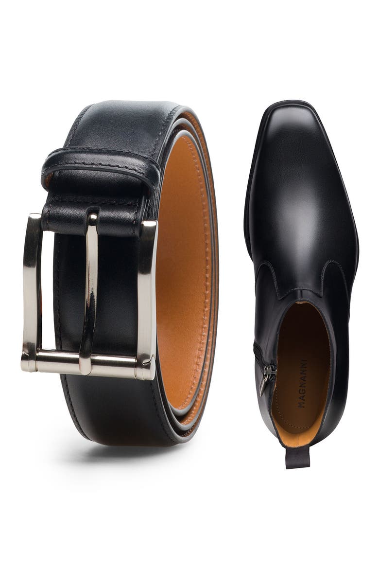 Carbon Leather Belt, Alternate, color, BLACK