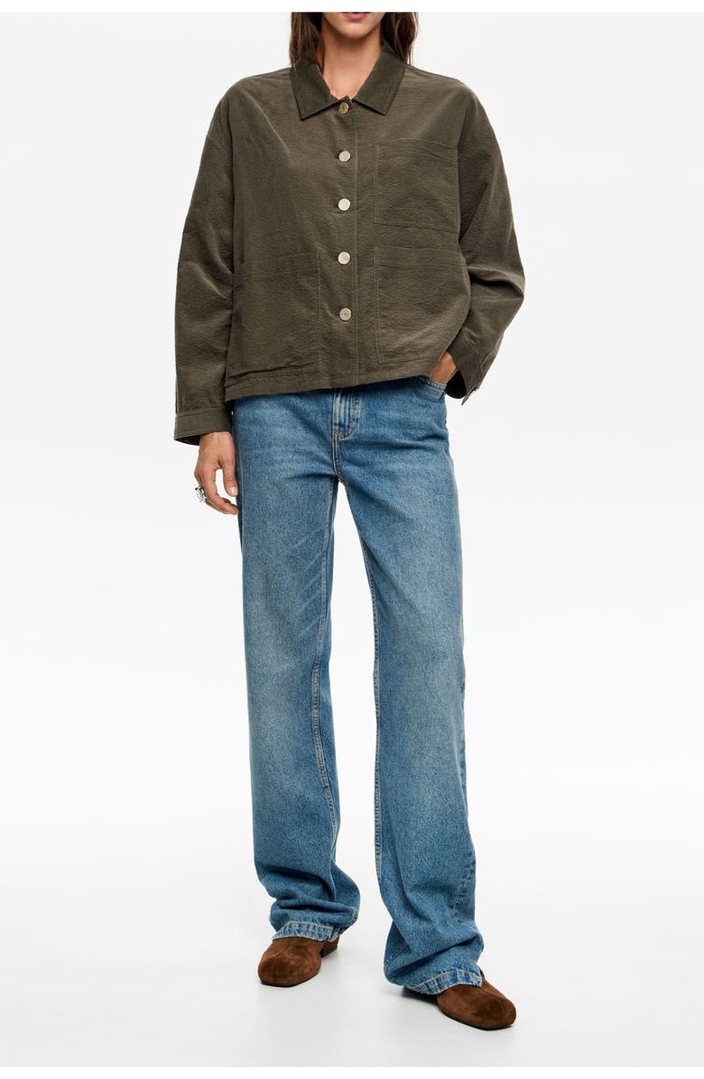 Bimba y Lola Short Denim Jacket, Main, color, Khaki