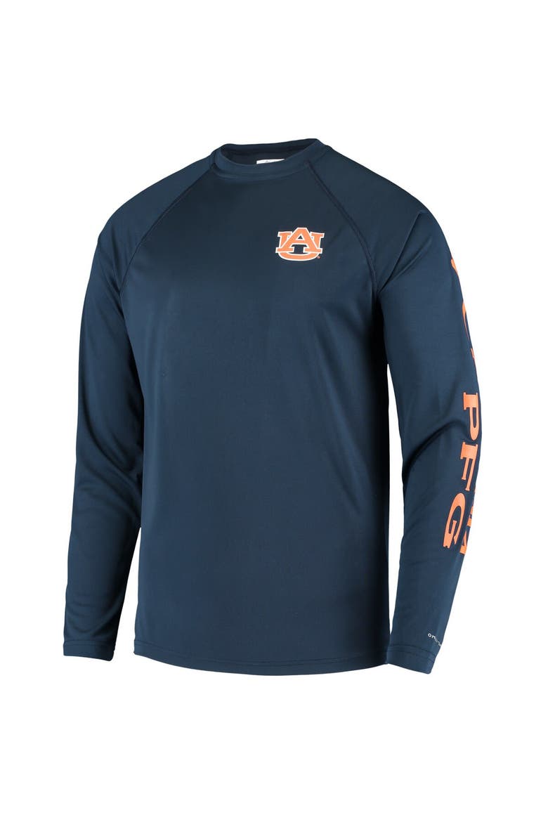 Men's Columbia PFG Navy Auburn Tigers Terminal Tackle Omni-Shade Long Sleeve T-Shirt, Alternate, color, Navy