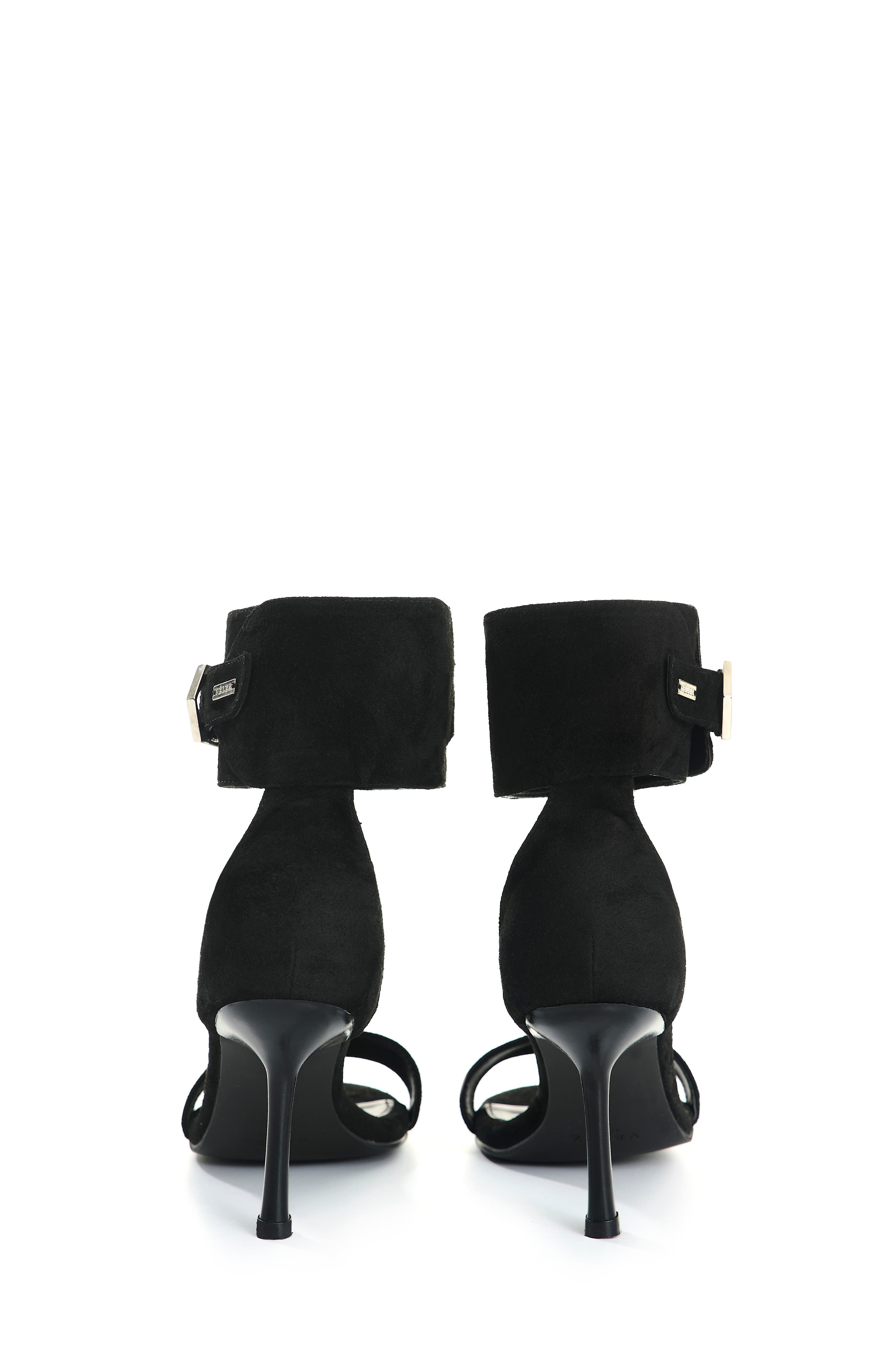 Velez Suede Leather Heeled Sandals, Alternate, color, Black