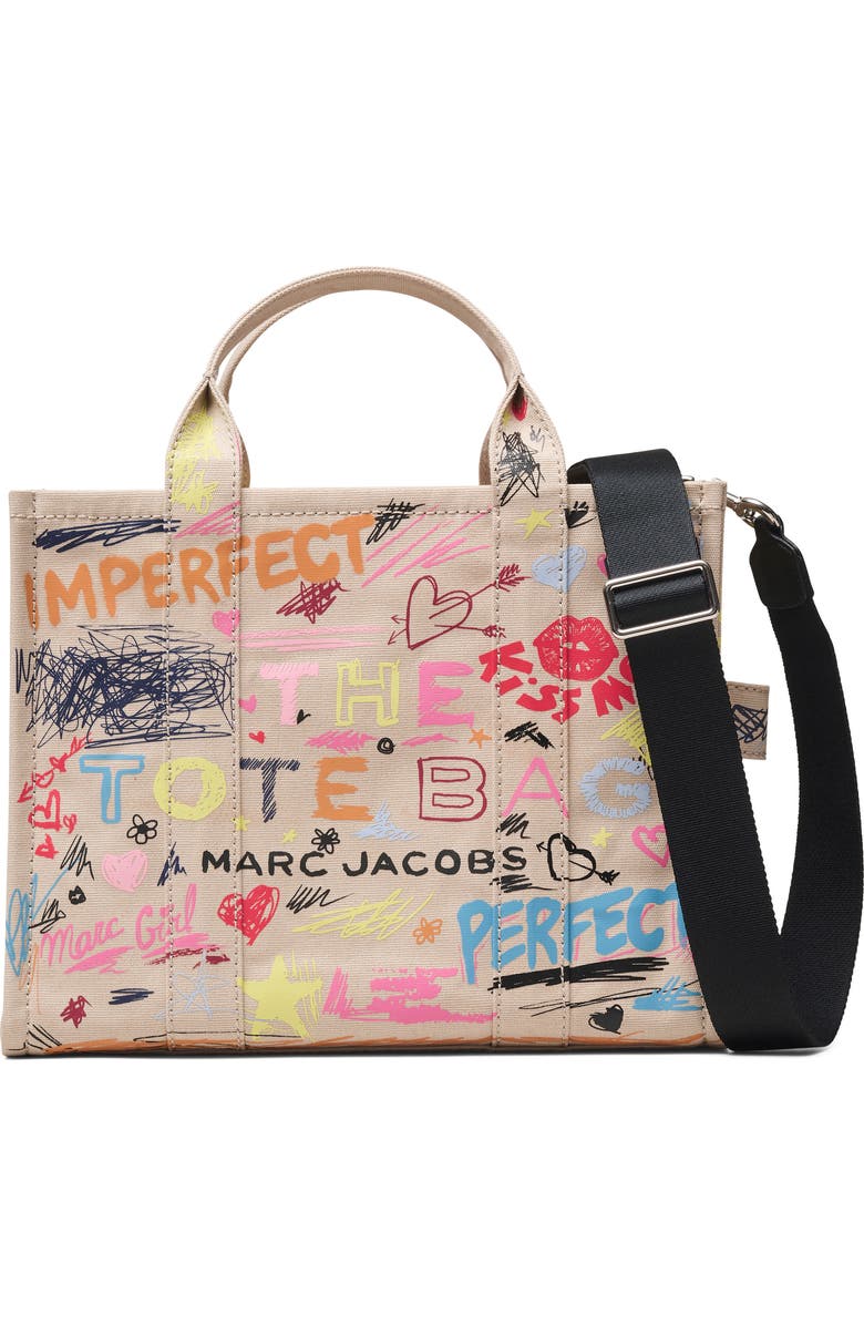 Marc Jacobs The Punk Scribble Medium Canvas Tote Bag, Main, color, Beige Multi