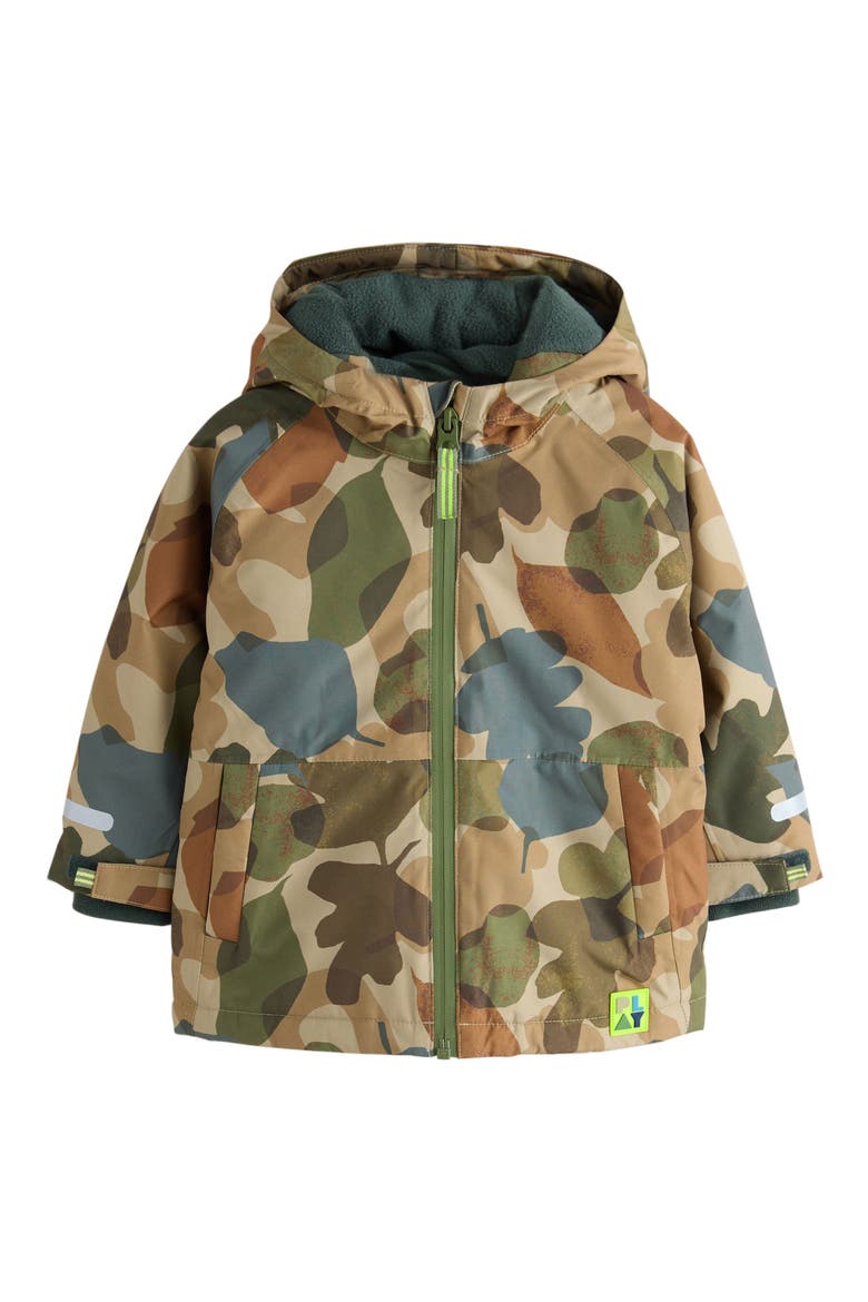 Camo Print Waterproof Hooded Jacket, Main, color, GREEN