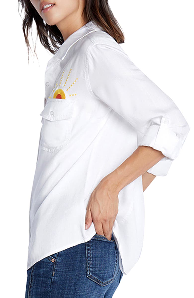 Billy T Hello Sunshine Embroidered Button-Up Shirt, Alternate, color, White