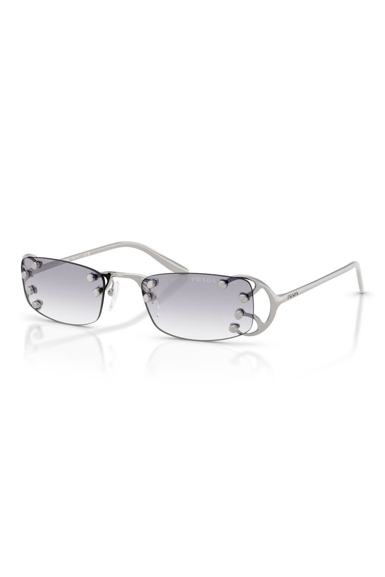 52mm Gradient Rectangular Sunglasses, Alternate, color, ARGENTO NOUVEAU / CLEAR GREY