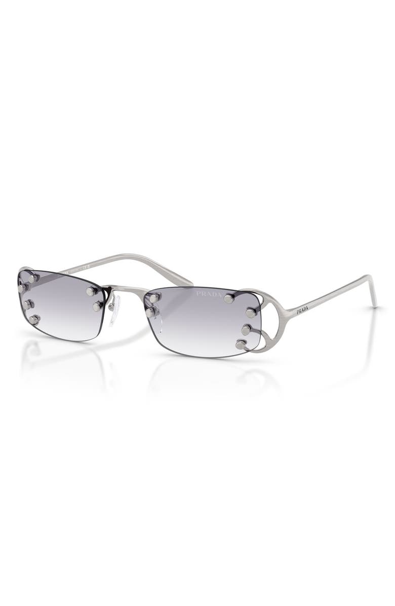 Prada 52mm Gradient Rectangular Sunglasses, Alternate, color, Argento Nouveau / Clear Grey