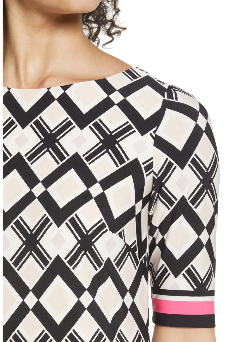 Geo Print Sheath Dress, Alternate, color, BLACK/ PINK