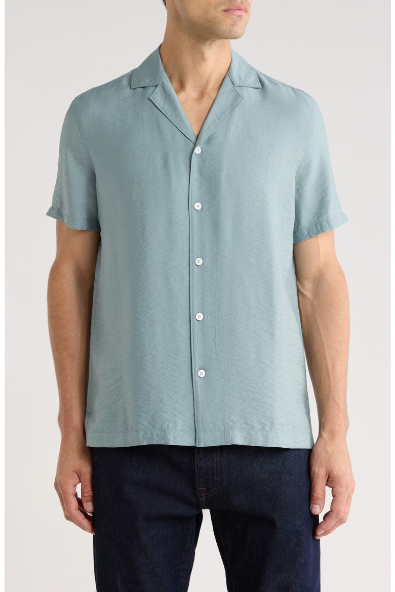 Hammered Satin Camp Shirt, Main, color, BLUE SPRUCE