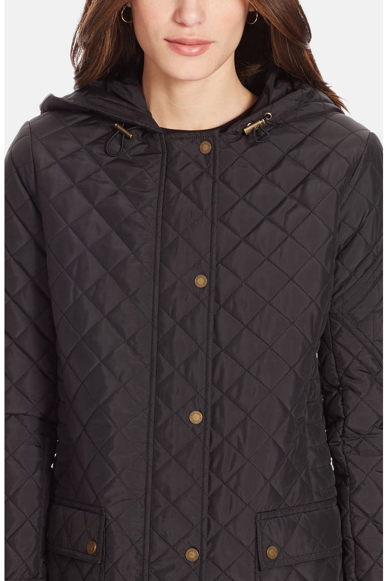 Hooded Quilted Coat, Alternate, color, BLACK
