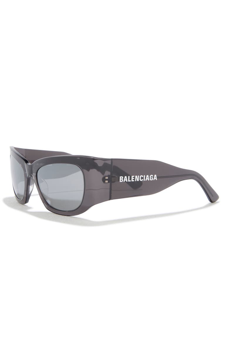 Balenciaga 54mm Rectangular Sunglasses, Alternate, color, Grey Grey Silver