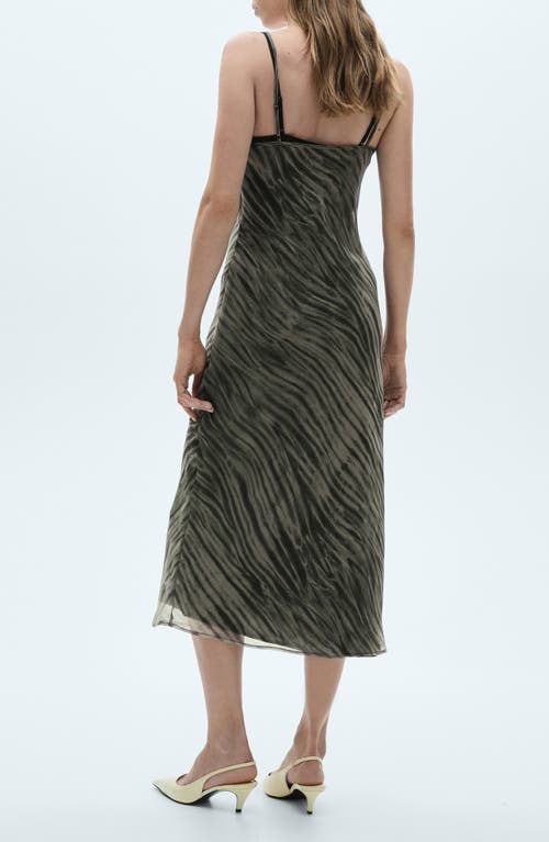 Shop Mango Print Double Strap Slipdress In Green
