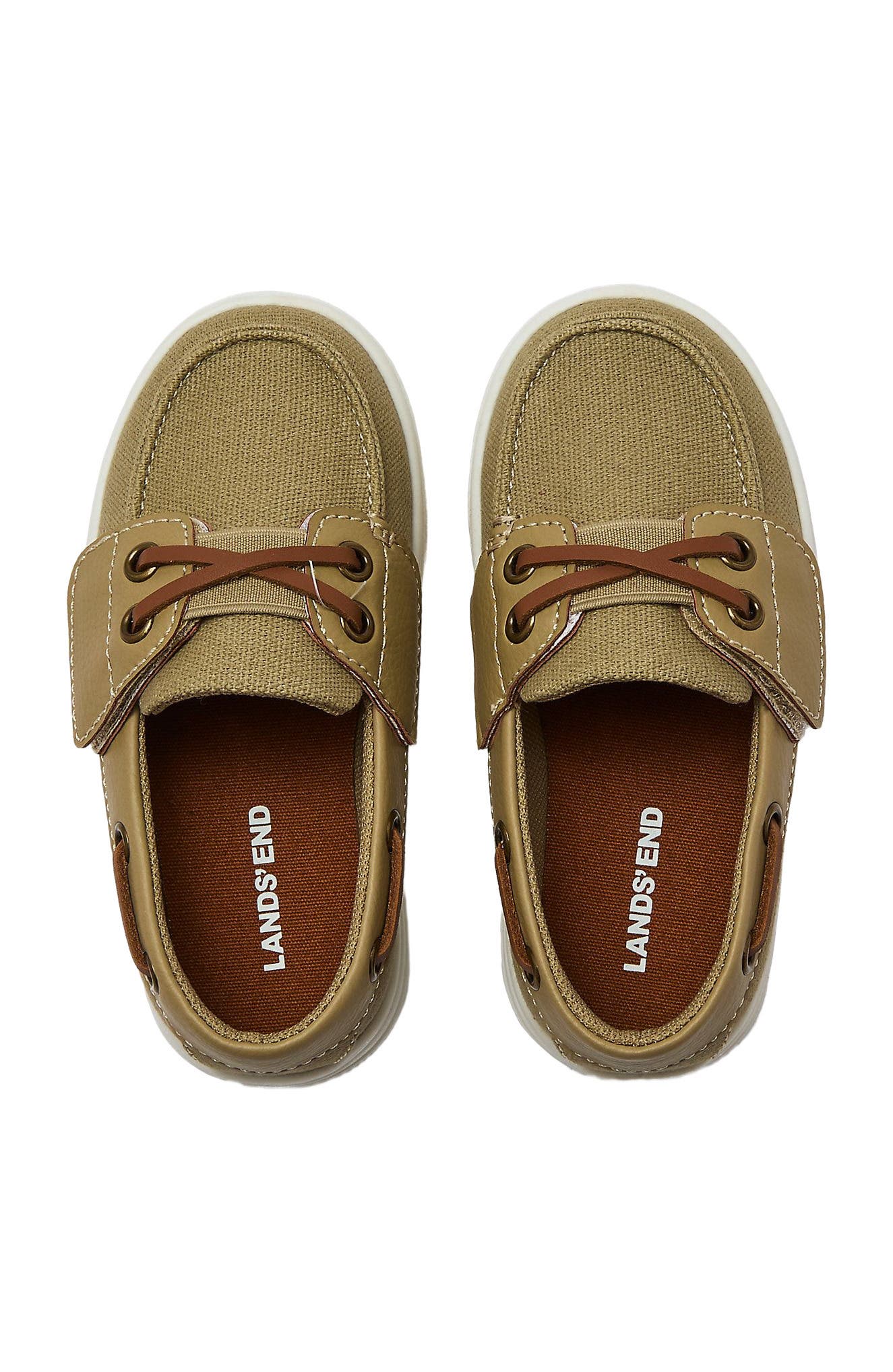 Lands' End Toddlers Canvas Easy On Boat Shoes, Alternate, color, Desert Tan