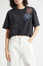 Cinq à Sept Davini Twilight Crystal & Bead Embellished Bubble Hem T-Shirt