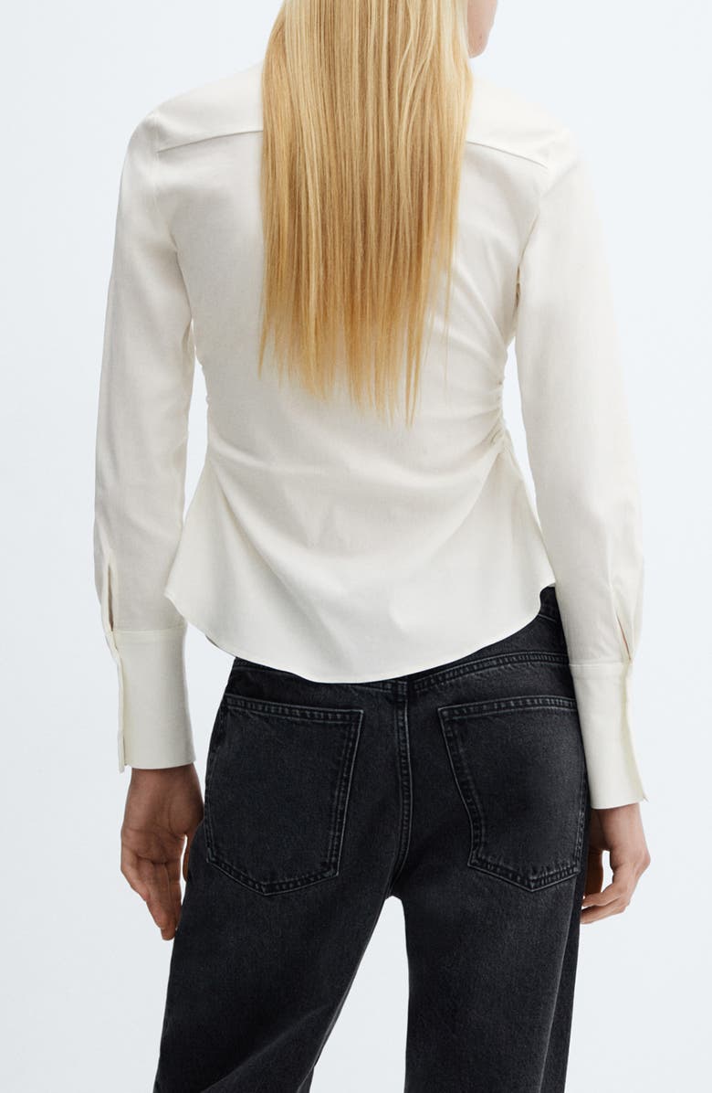 MANGO Fitted Ruched Button-Up Shirt, Alternate, color,