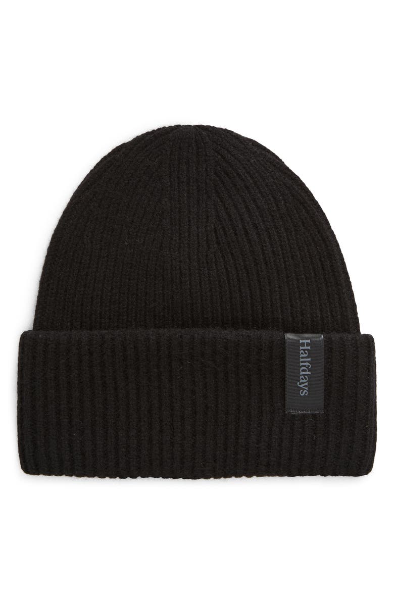 Halfdays Rib Merino Wool Beanie, Main, color, Black