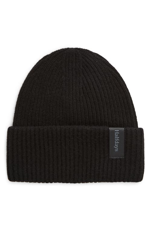 Halfdays Rib Merino Wool Beanie in Black 