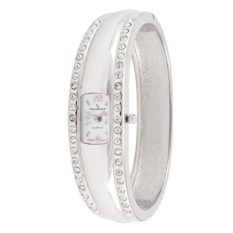 Fashion Crystal Accented Cuff Bangle- 18MM