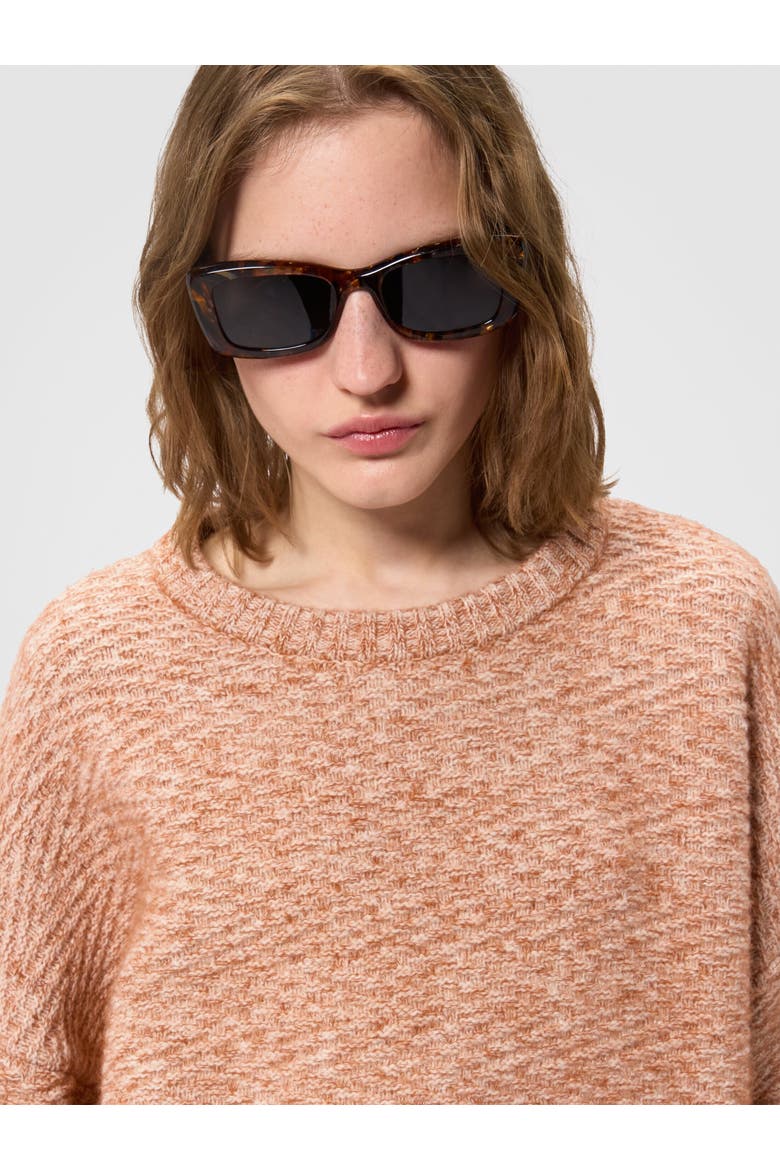 Crewneck Sweater With Zig Zag Texture, Alternate, color, Beige