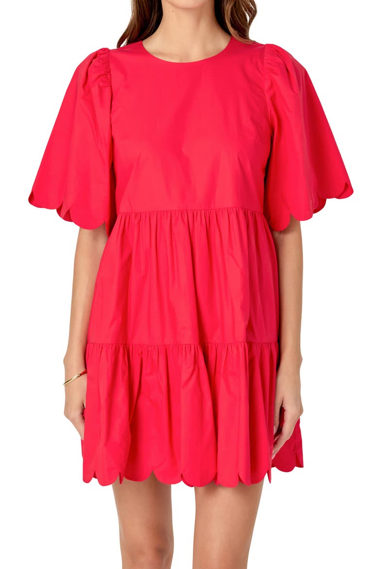 Scallop Minidress, Alternate, color, RED