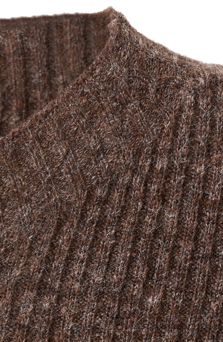 MANGO Mock Neck Rib Sweater, Alternate, color, Chocolate