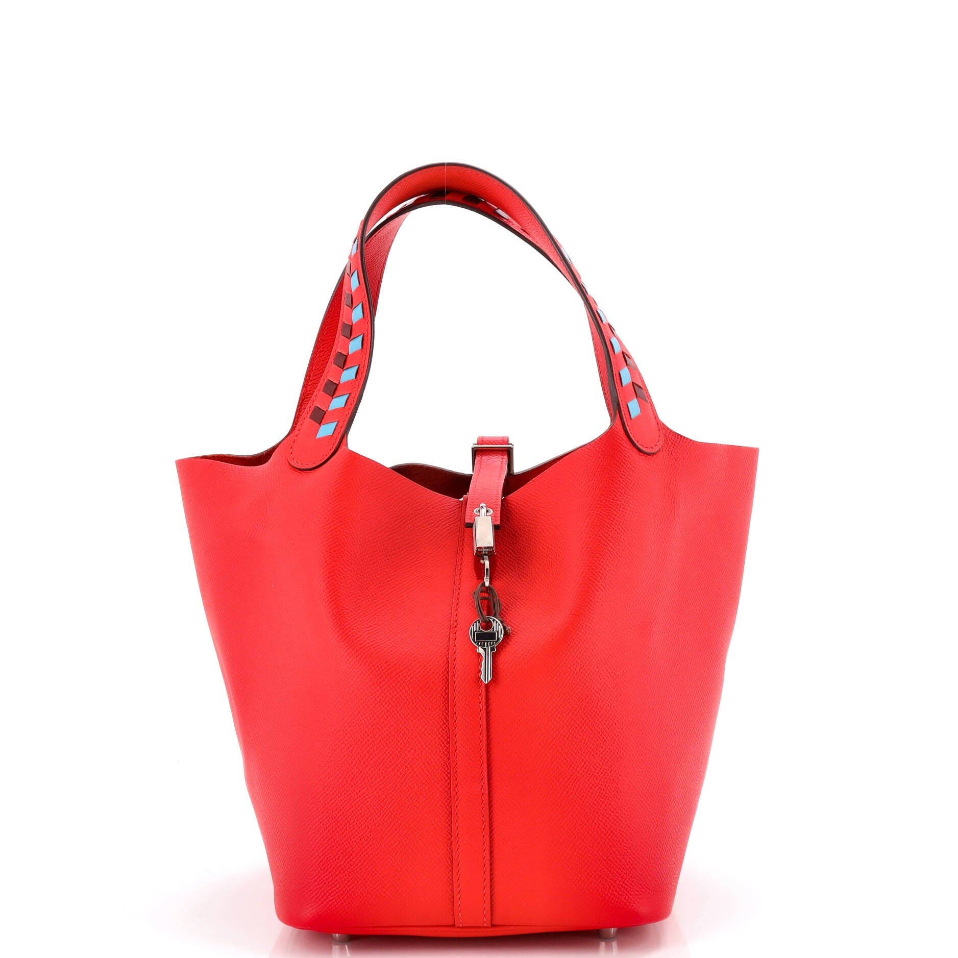 Picotin Lock Bag Tressage Epsom MM, Main, color, Red
