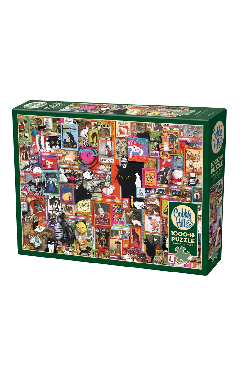 Cobble Hill 1000 Piece Puzzle Catsville Reference Poster Included, Main, color, Multicolored