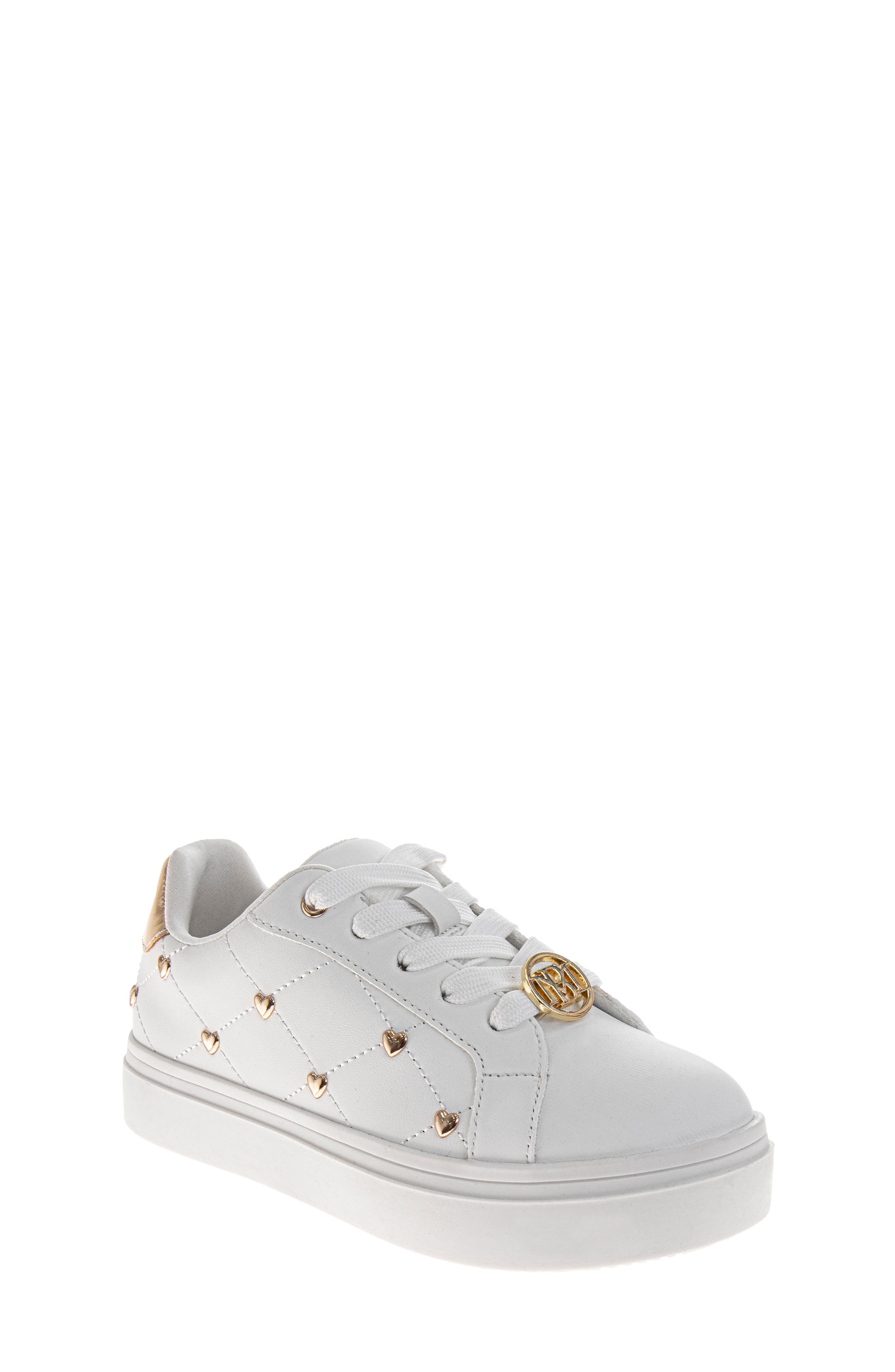 BADGLEY MISCHKA Kids' Sneaker, Main, color, White/ Gold