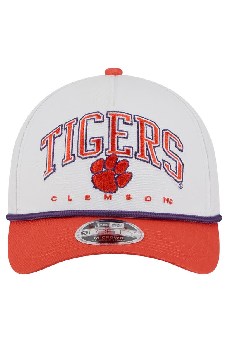 Men's New Era White/Orange Clemson Tigers Arch Two-Tone Rope 9FORTY A-Frame M-Crown Adjustable Hat, Alternate, color, White