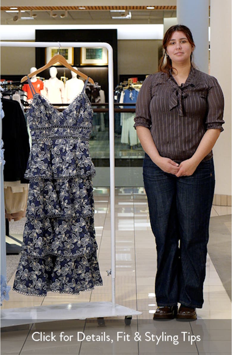 Marcela Floral Embroidered Tiered Midi Dress, sales video thumbnail